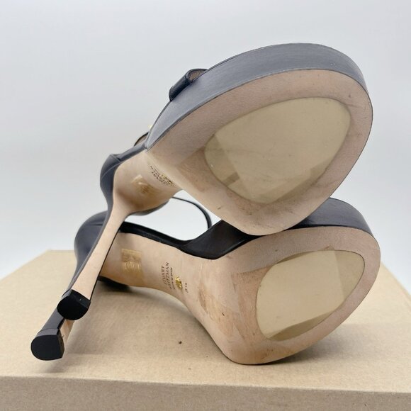 Stuart Weitzman Nudistcurve Hollywood Platform Sandal Black Leather US 8.5 Spain - Picture 8 of 10